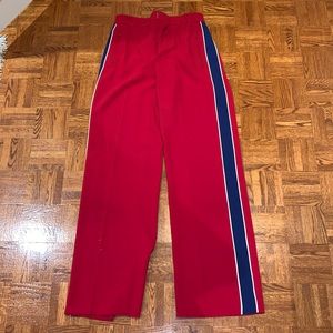 Red zara flowy  pants with blue and white striped on the side